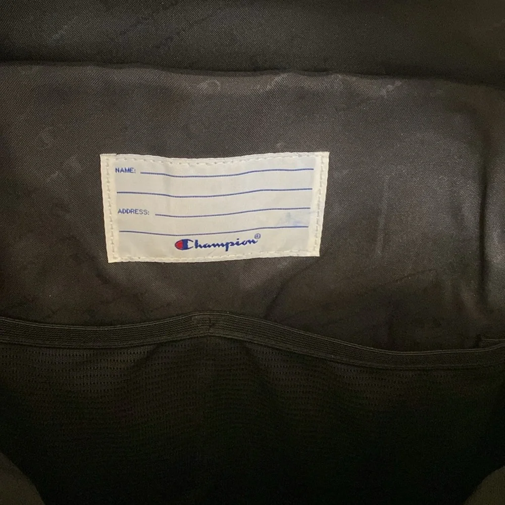 Champion blue,navy Travel Backpack,work bag, with Red Accents